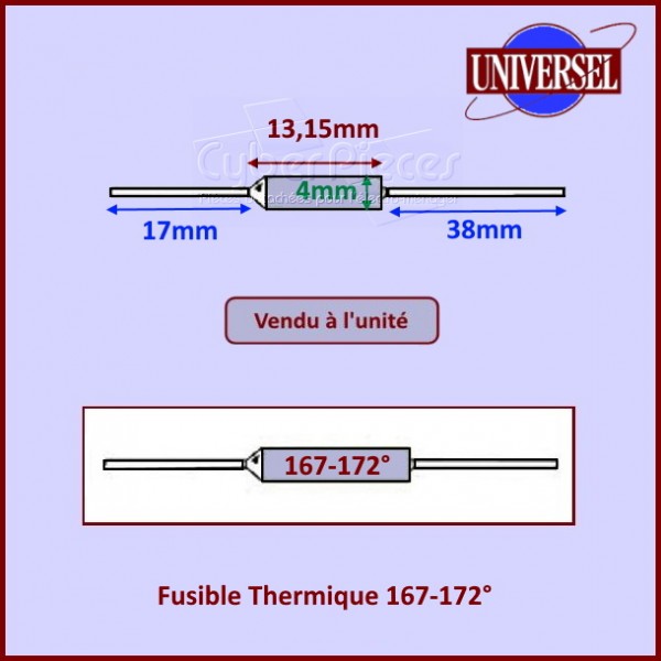 Fusible Thermique 167-172°/ 10A / 250V CYB-015974