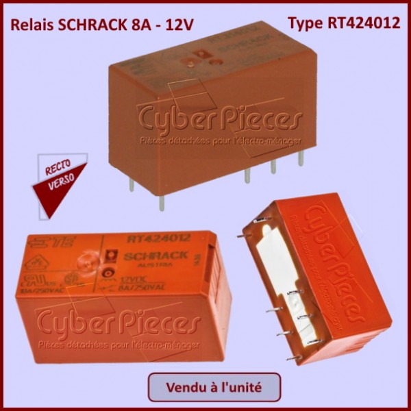 Relais SCHRACK 8A - 12V Type RT424012 CYB-337243