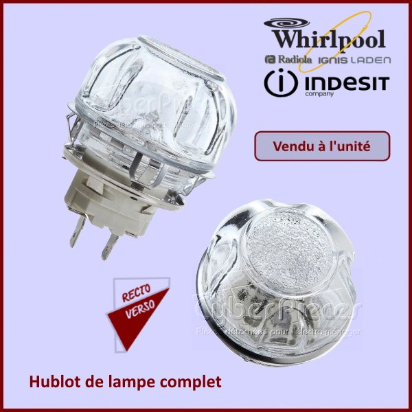 Hublot de lampe complet Whirlpool 480121101148