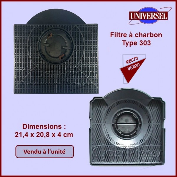 Filtre Charbon Actif Type 303 Chf303 Pour Hotte Whirlpool