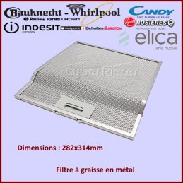 Filtre graisse metal 458x177 pour hotte whirlpool