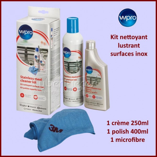 Kit nettoyant et lustrant pour surfaces inox