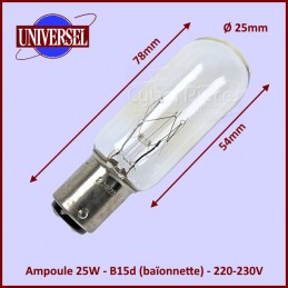 Ampoule cylindrique (baïonnette) Ø 15 mm 230 V / 15 W