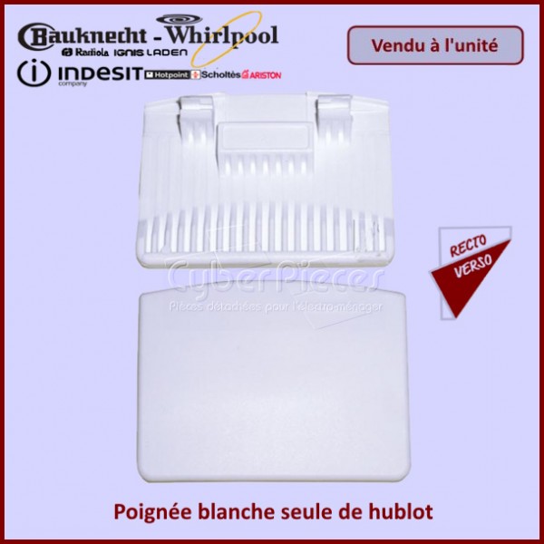 Poignée blanche seule de hublot Whirlpool 481949869247 CYB-006798