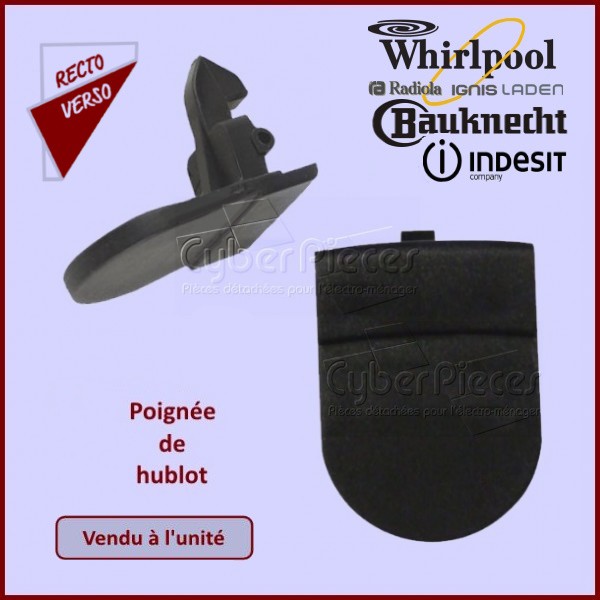 Poignée de hublot noire Whirlpool 481949868757 CYB-006422