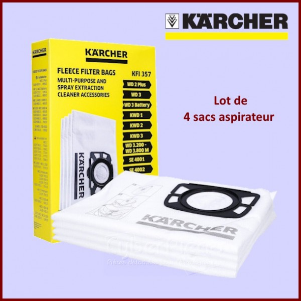 Lot de 4 sacs aspirateur tissés Kärcher 69591300 - 28633140 CYB-115674