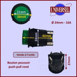 Bouton Poussoir vert 16A - Ø24mm CYB-139014