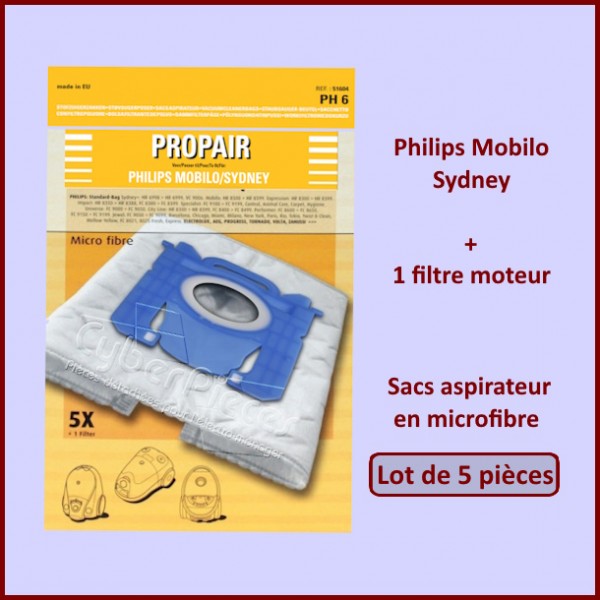 Sac Microfibre X 4 + 1 Filtre Moteur - Pièces aspirateur