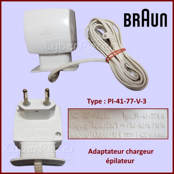 Adaptateur chargeur épilateur BRAUN PI-41-77-V-3