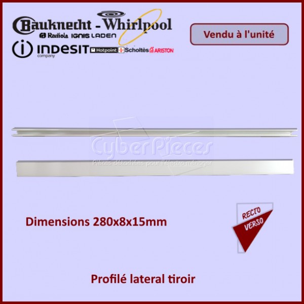 Profilé lateral tiroir Indesit C00278192 CYB-349147