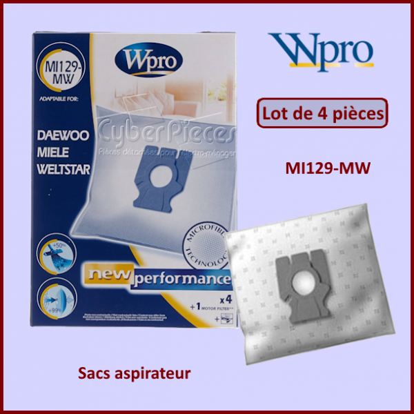 Lot de 4 sacs aspirateur MI129-CW CYB-200660