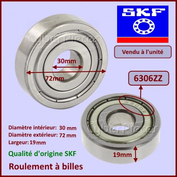 Roulement SKF 6306ZZ - 30x72x19mm CYB-118446
