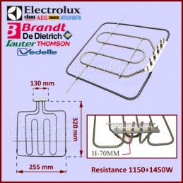 resistance voute grill 2850W pour four whirlpool 481225928873