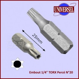 Embout 1/4" TORX Percé T20