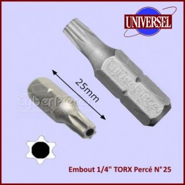 Embout 1/4" TORX Percé T25