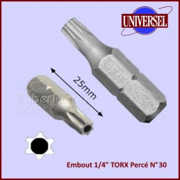 Embout 1/4" TORX Percé T30