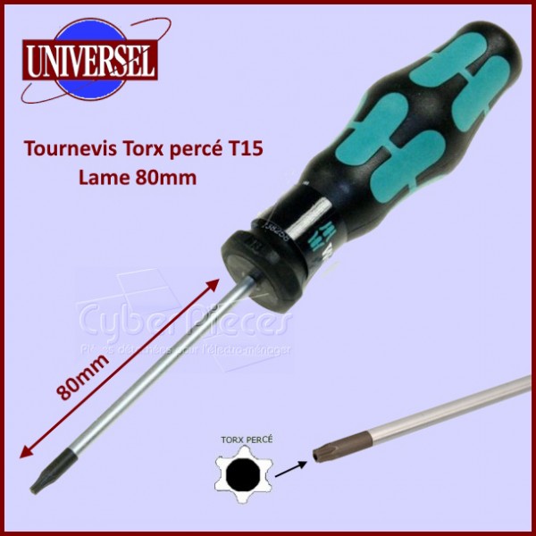Tournevis Torx percé T15 - Lame 80mm CYB-046169