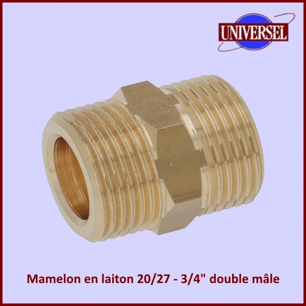 Mamelon en laiton 20/27 - 3/4" double mâle CYB-044141