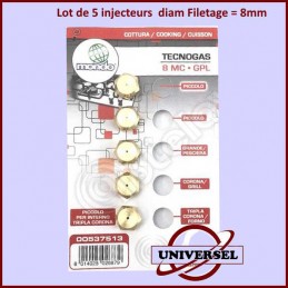 Jeu de 5 injecteurs standard pour gaz butane Ø8mm CYB-135405