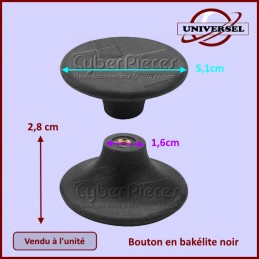 Bouton cocotte universel en bakélite noir CYB-256186