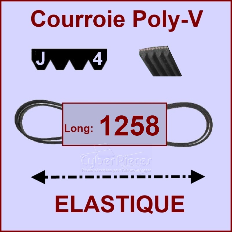 Courroie 1258J4 - EL- élastique -  Pièces machine à laver