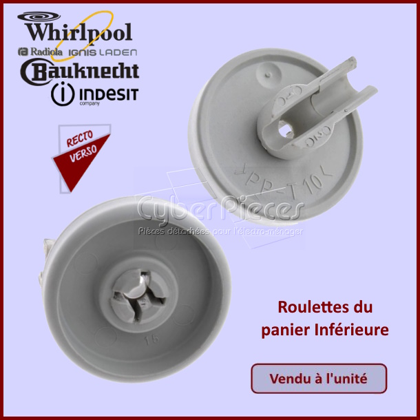Roulettes du panier Inférieure Whirlpool 481952878105 - Pièces lave...