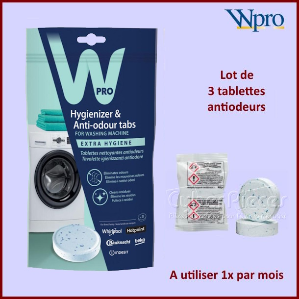 Tablettes nettoyantes antiodeurs pour lave-linge AFR301