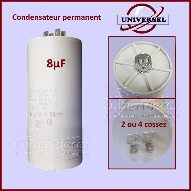 Condensateur permanent 8µF 450V