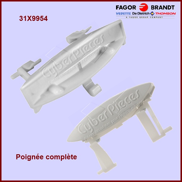 Poignée blanche avec ressort Brandt 31X9954 - Pièces lave-vaisselle