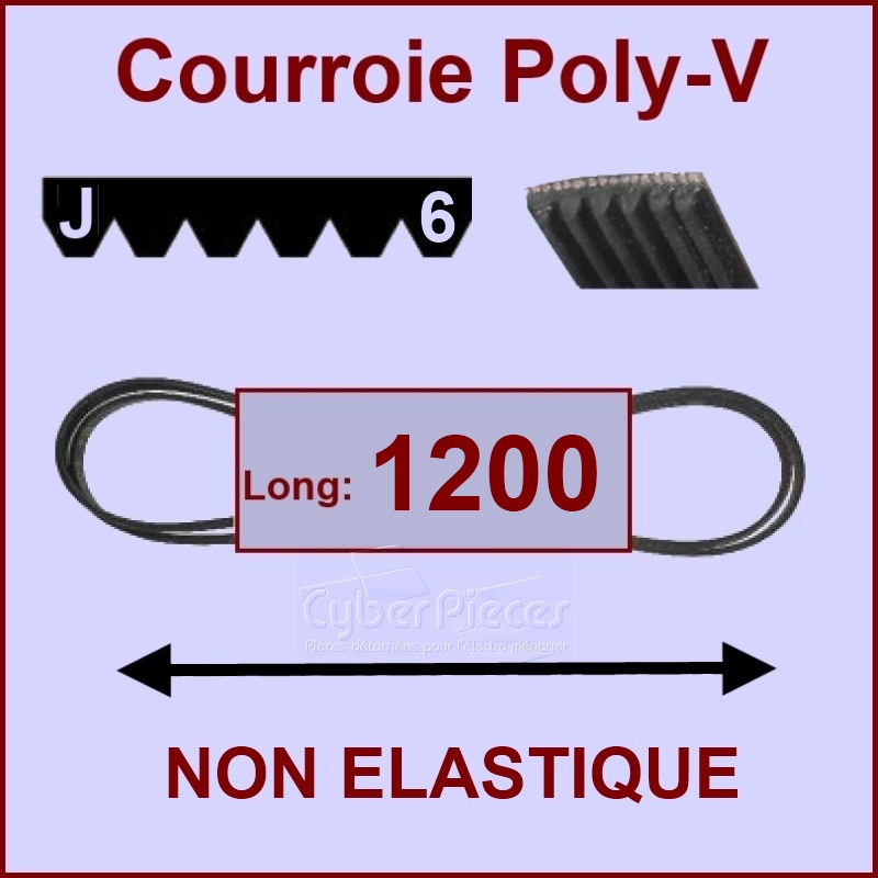 Courroie 1200J6 non élastique -  Pièces machine à laver