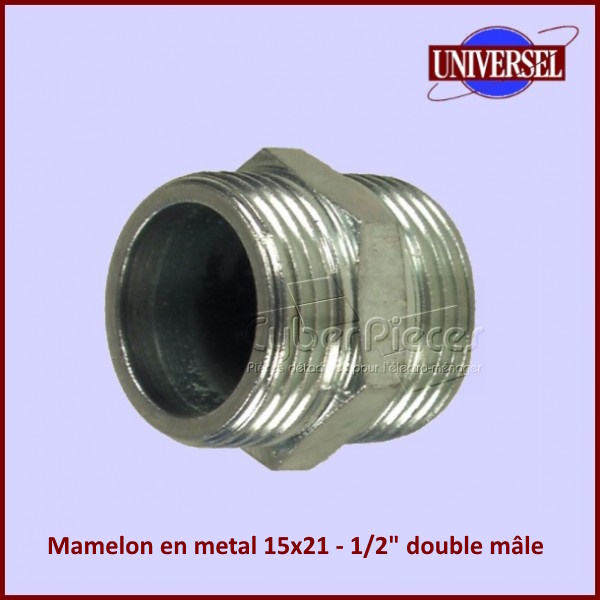 Mamelon en métal 15/21 - 1/2" double mâle