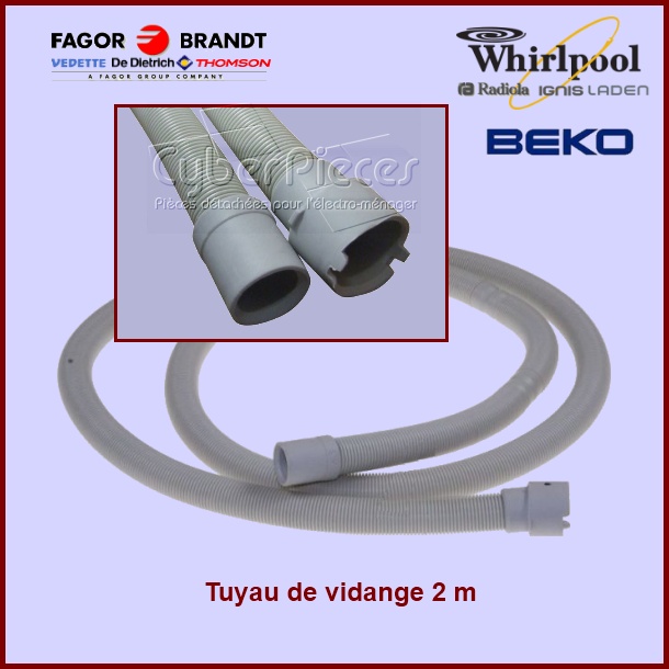 Tuyau de vidange droits 2m - Beko 1740160300 - PiÃ¨ces lave-vaisselle