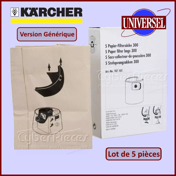 Lot de 5 sacs + microfiltre Kärcher 69042630 - Pièces aspirateur