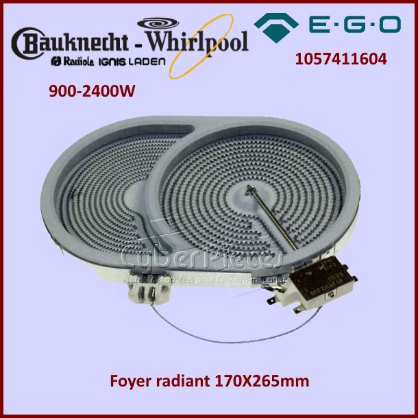 Foyer radiant 170X265mm 900-2400W Ego 1057411604 - Pièces table de ...