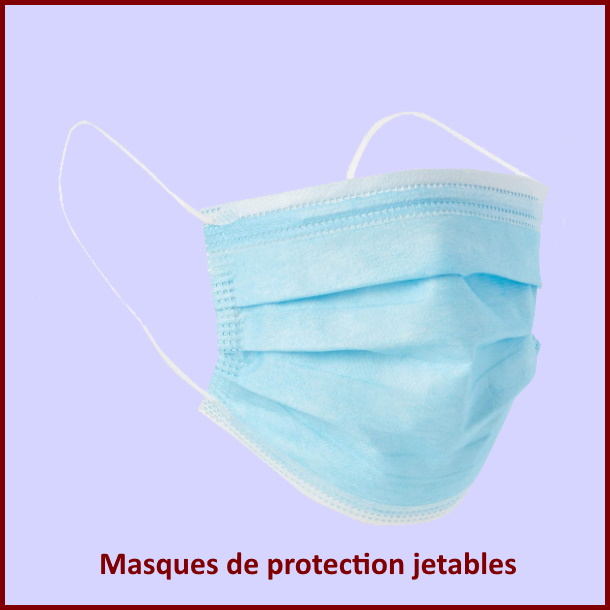 Lot de 10 Masques de protection 3 plis Bleu