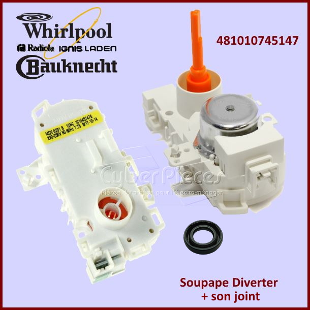 Soupape Diverter Whirlpool 481010745147 (W10457476) MDV8231 - Pièce...