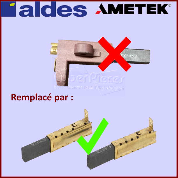 Charbons avec support 27,5x11,3x6,2mm pour moteur Aldes - Pièces as...