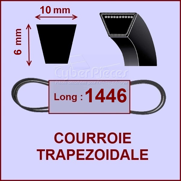 Courroie trapézoïdale 10x6x1446 -  Pièces machine à laver