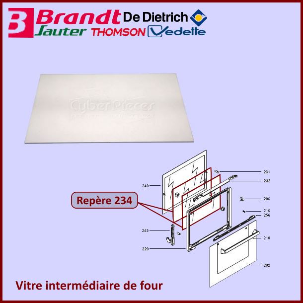 Vitre intermédiaire de four Brandt 72X0281 - Pièces four