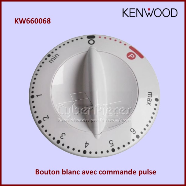 Bouton blanc de réglage avec pulse KW660068 pour Kenwood KM200 - Pi...
