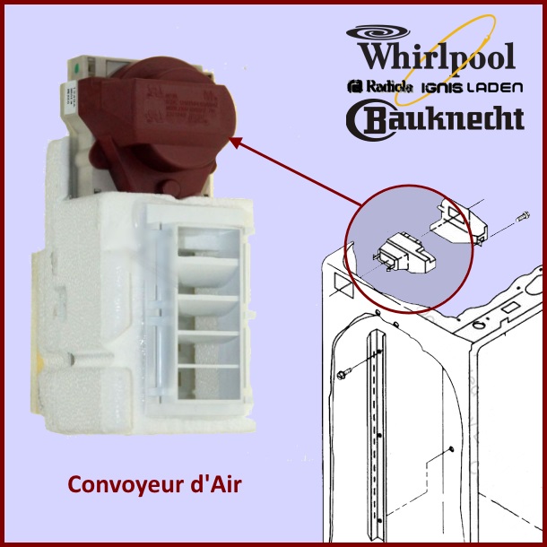 Trappe motorisée Convoyeur D'air 481244528009 WHIRLPOOL - Pièces ré...