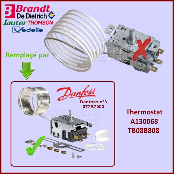 Thermostat A130068 / TB08B808 BRANDT 41X9383 - Pièces réfrigérateur...