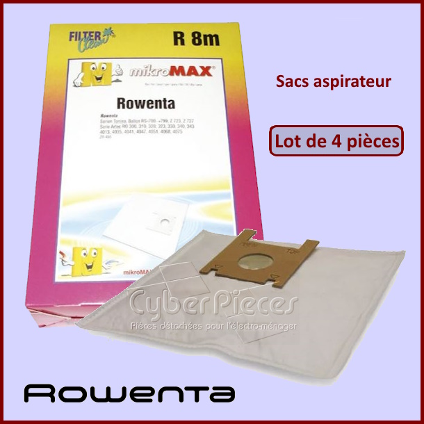 Lot de 4 Sacs aspirateur en microfibre FILTERCLEAN R8 - R8M