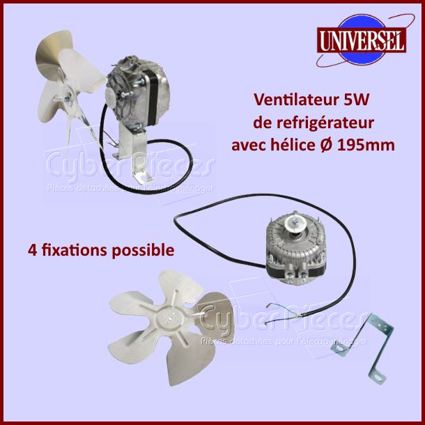 Ventilateur de Refrigerateur 5W 50 Hz Multi Fixations - Pièces réfr...