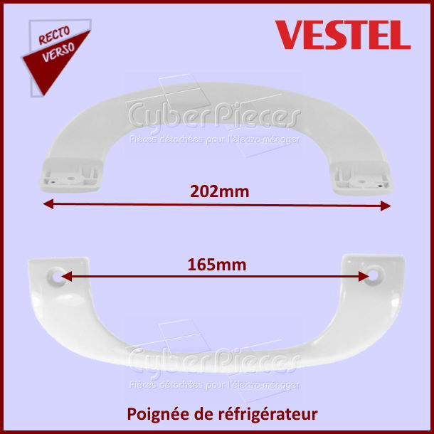 Poignée de porte réfrigérateur 42072833 - Pièces réfrigérateur & co...