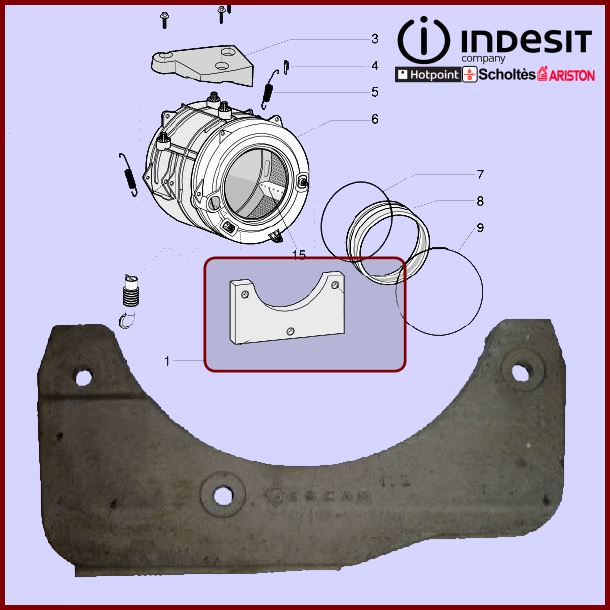 Contre Poids Antérieur Indesit C00145205 -  Pièces machine à laver