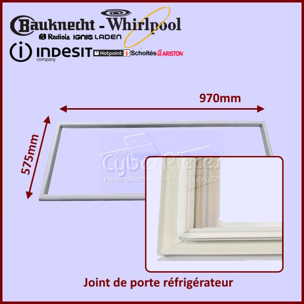 Joint magnétique 970x575mm réfrigérateur Whirlpool 481246668938