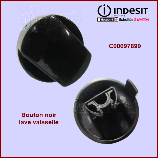 Bouton noir INDESIT C00097899 - Pièces lave-vaisselle