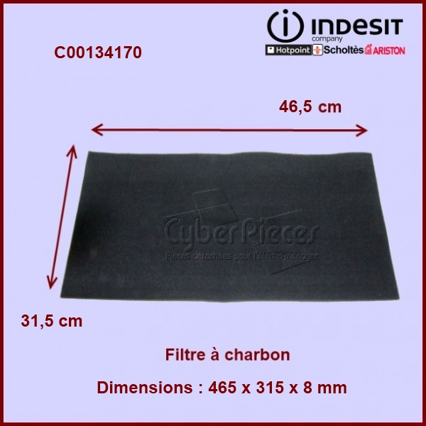 Filtre à charbon 465x315x8 mm - C00134170 - Pièces hotte