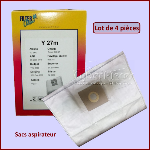 Lot de 4 Sacs aspirateur FILTERCLEAN Y27M
